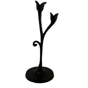 Pottery Barn Botanical Double Taper Candle Holder Black